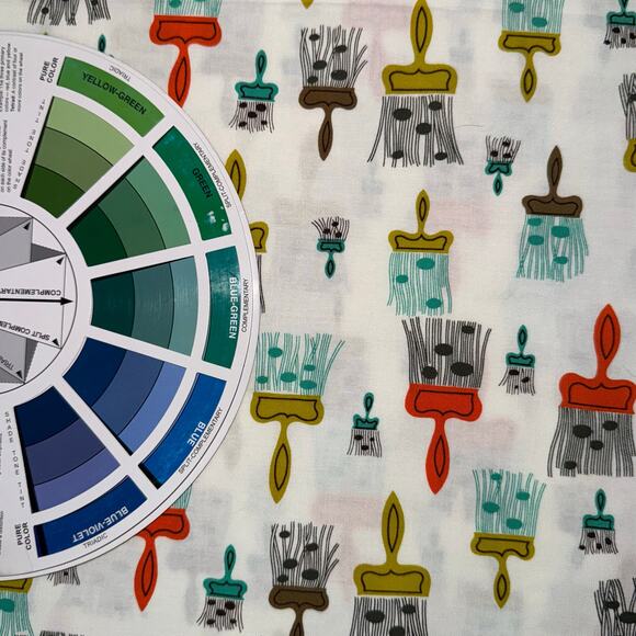 Michael Miller Fabrics - Painterly - Paint Brushes - Cotton Fabric- 3/4 Yard Cut - Picture 4 of 6